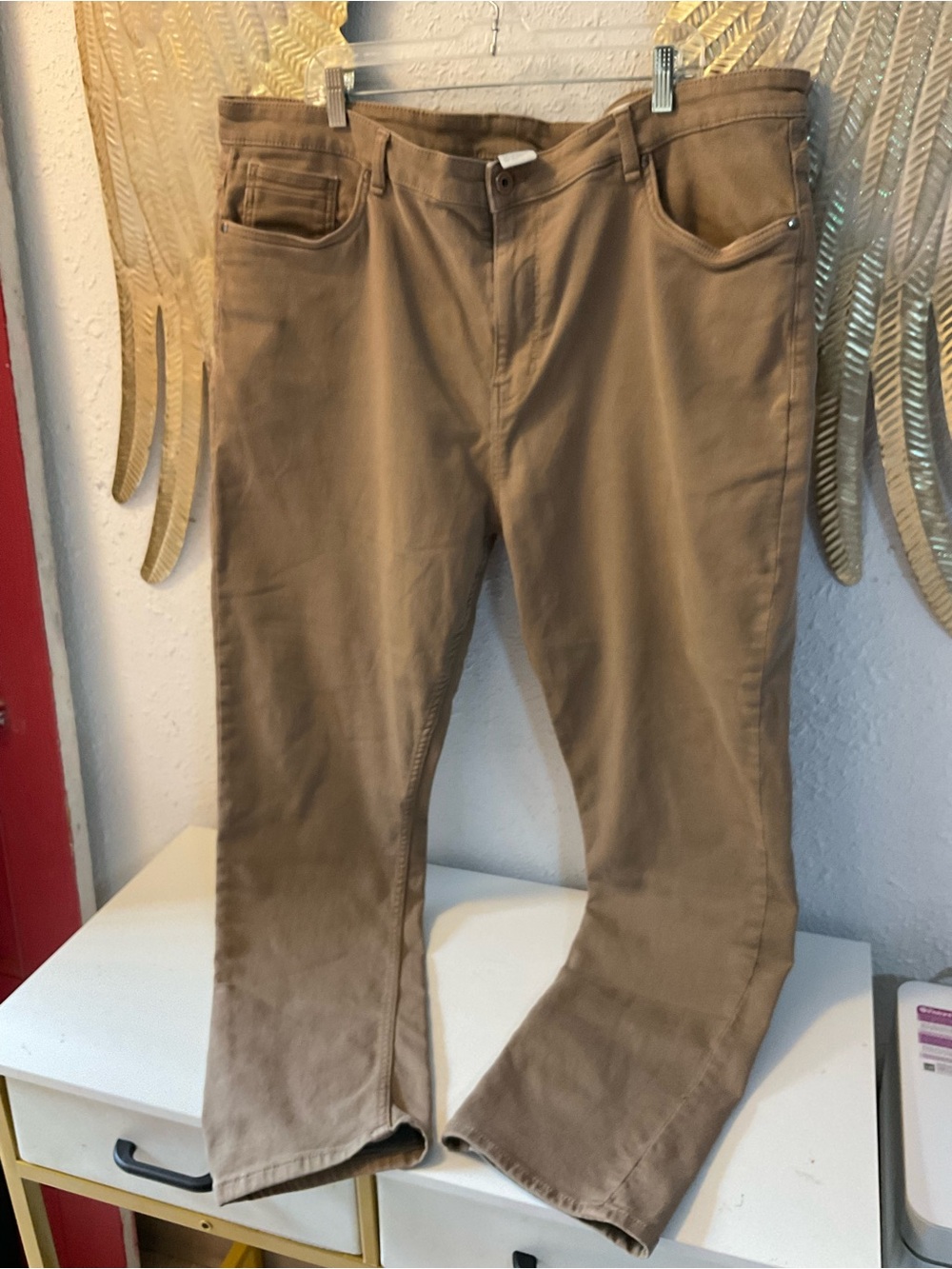 The Perfect Jean NYC Slim Fit Jeans Men's 44/30 Denkhaki‎ Tan Stretch 5 Pocket
